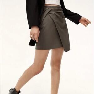 Aritzia Babaton Jethro Asymmetrical Mini Skirt Green Gray Size 0 Stretch